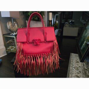 Pristine Authentic Limited Edition Versace Medussa Head Fringe Satchel Bag